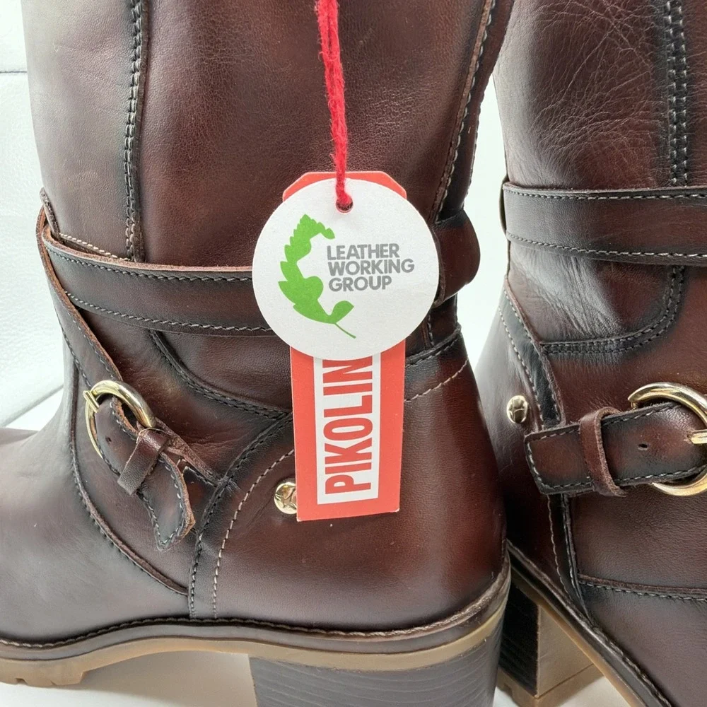 NWT Pikolinos Llanes W7H-8507 Caoba Brown Ankle Boots Size 39 US 9